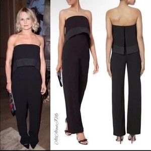 Intermix Margarita Black Off Shoulder Contrast Black  Strapless Jumpsuit, Size 6